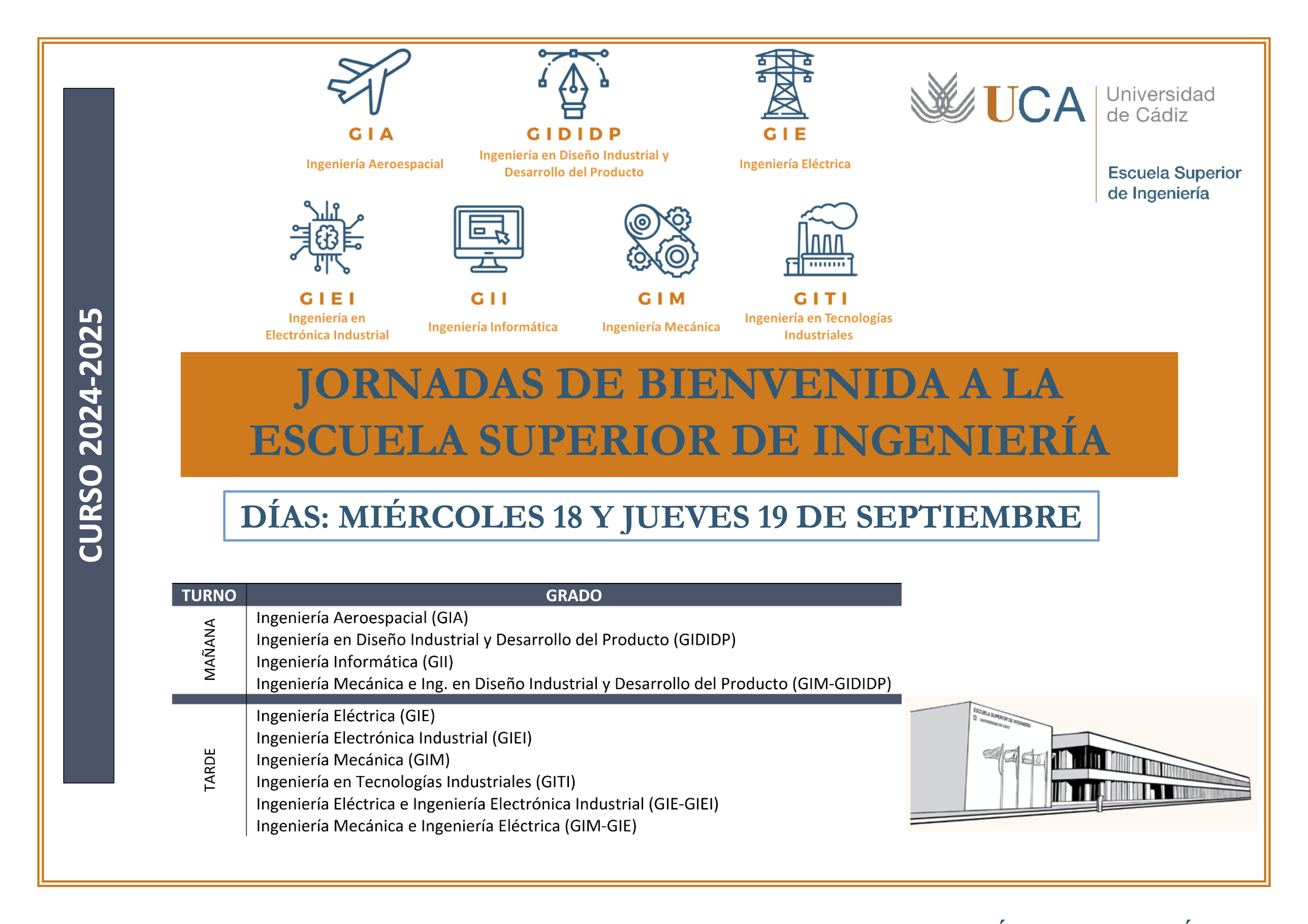 Jornadas de bienvenida para estudiantes de nuevo ingreso. Curso 24-25